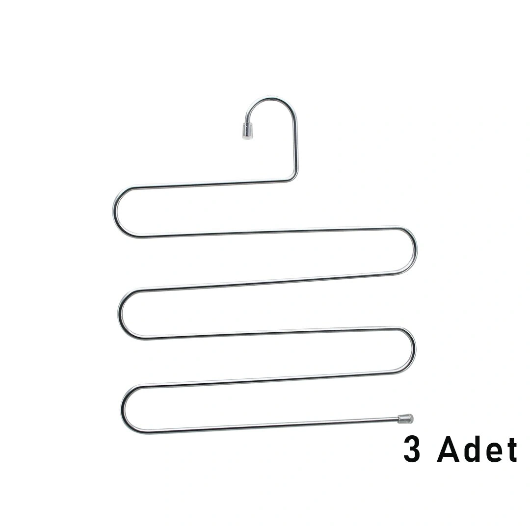 YAKUT-2686 ( 3PCS ) KROM AKILLI PANTOLON ASKI ( DOLAP İÇİ YER KAZANDIRAN PANTOLON & GİYSİ ASKISI )*20=K