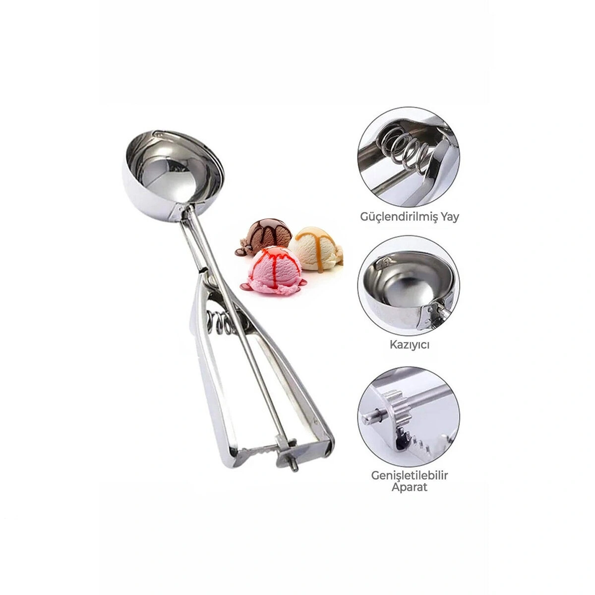 YAKUT-8209 ( METAL ) (DONDURMA & KURABİYE) KAŞIK (PASLANMAZ ÇELİK) (ÇAP :4.9CM & DERİNLİK: 2.5CM & UZUNLUK:21.3CM)*144