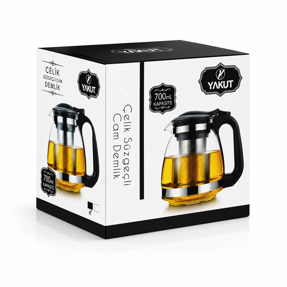 YAKUT-8510 ( 700ML ) ( CAM ) DEMLİK ( ÇELİK SÜZGEÇ & PLASTİK KULP-KAPAK)*48