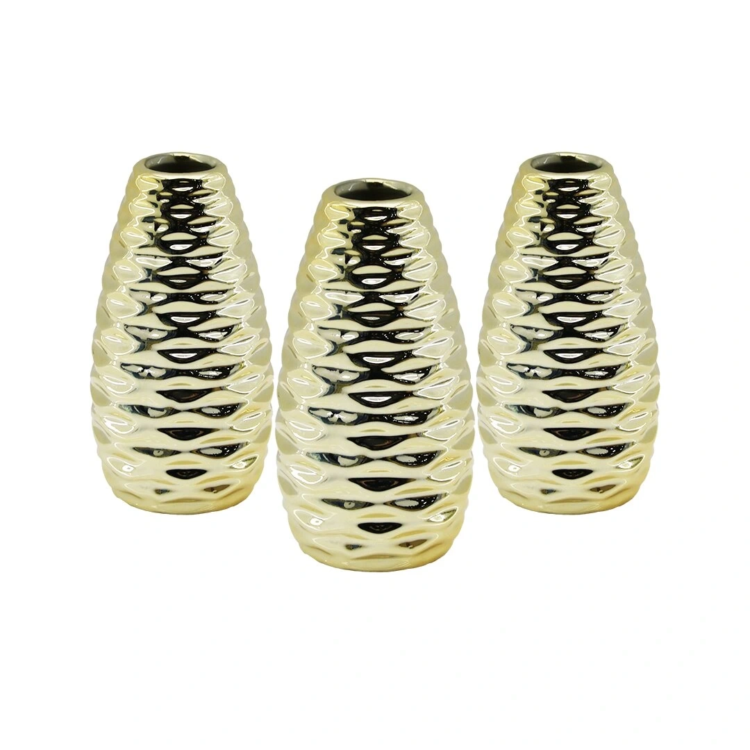 YAKUT-9527-6 ( DAR AĞIZ & MİNİ=11.5CM ) ( GOLD ) ( SERAMİK ) DEKORATİF VAZO*12X12