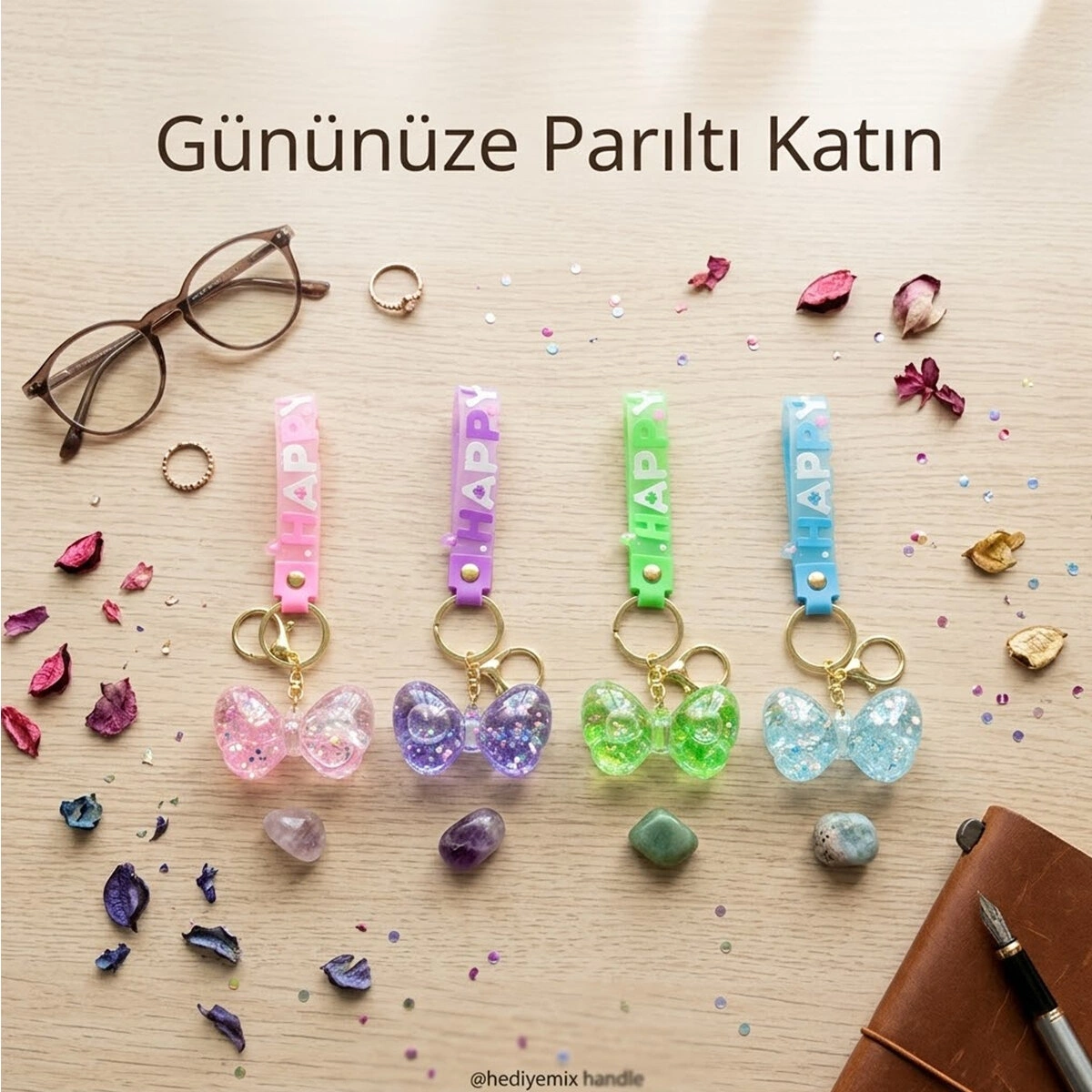 YAKUT-9598 ( SULU & FİGÜRLÜ ) MİKA KRİSTAL ANAHTARLIK ( GOLD KULP & KANCALI )*60X10