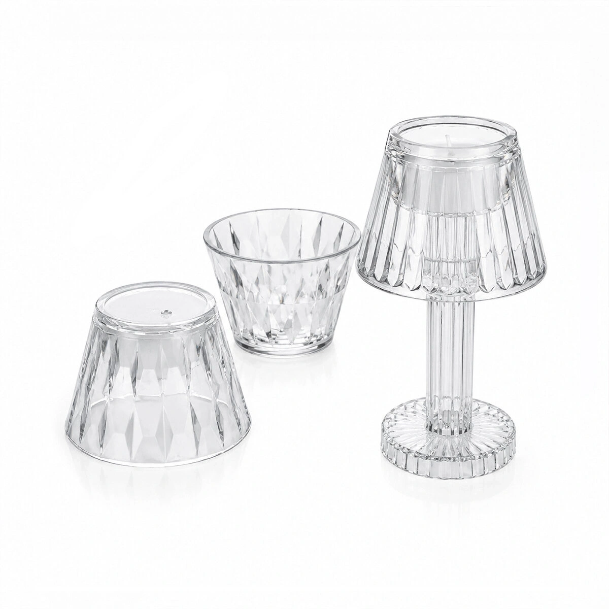 YAKUT-9878  KRİSTAL DAMLALI MUMLUK & MASA LAMBA ABAJUR MİNİ PİLLİ*24X20