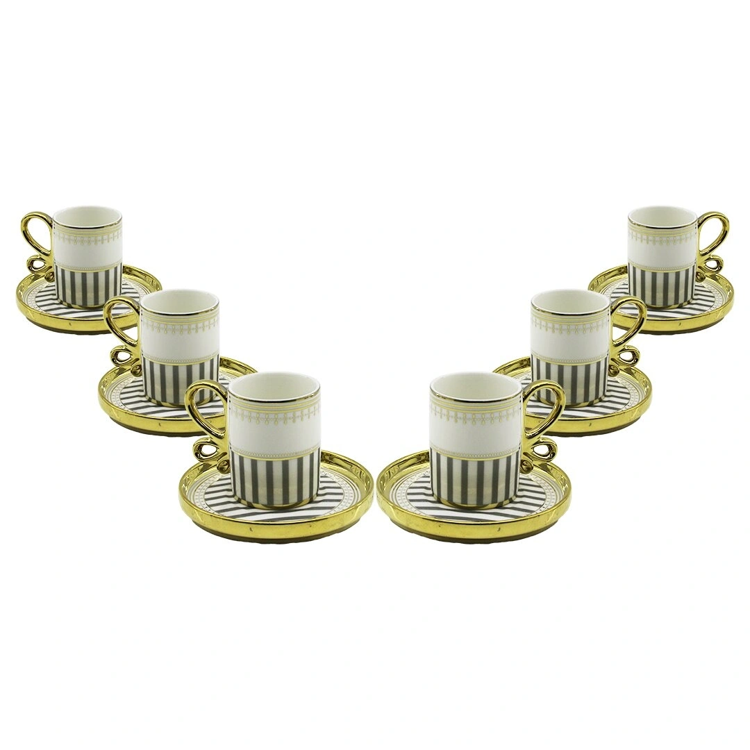 YENİİ NEWLİFE CLKN-2461 ( GOLD ) ( 12PCS=6-TAKIM ) PORSELEN KAHVE FİNCANI*12