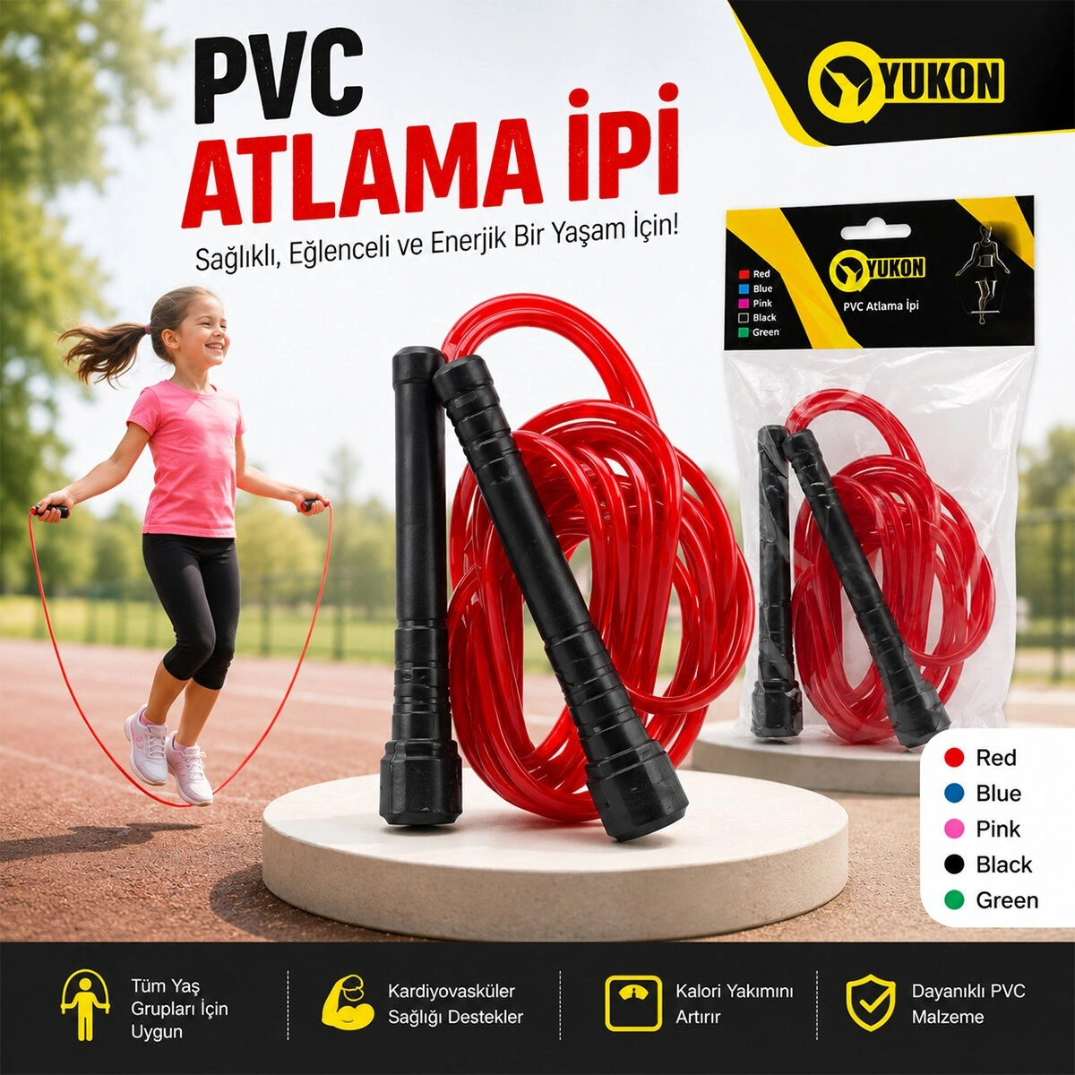 YUKON PJR-101-102 ( PVC RENKLİ ) ATLAMA İPİ*250