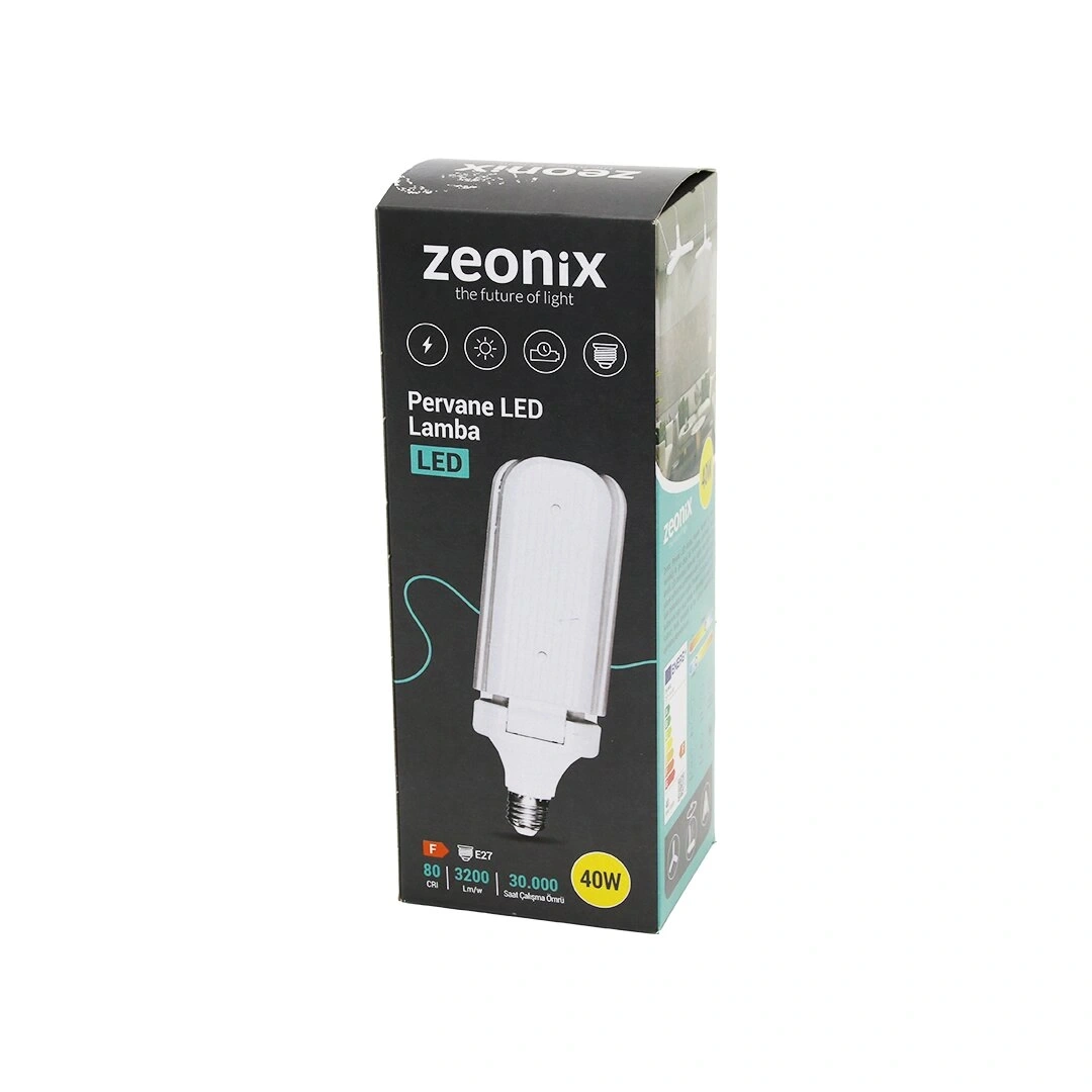 ZEONİX (3KOLLU PERVANE MODELİ) BEYAZ LED LAMBA AMPUL (36/40W & E27) (3200LM & 3000-6500K) (17CM X 3KANAT)*100