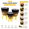 ALVETRO ALV-01 ( 3PCS ) AYAKLI HASIR & AHŞAP SEPET ( MİX DESEN ) ( 18-22-24CM )*6=K