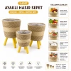 ALVETRO ALV-01 ( 3PCS ) AYAKLI HASIR & AHŞAP SEPET ( MİX DESEN ) ( 18-22-24CM )*6=K