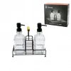 BAROTTİ DMR-9777 ( SİYAH ) ( 3PCS ) = ( 1-METAL STANDLI ) ( 2PCS CAM = 500ML ) SIVI SABUNLUK SETİ ( SÜNGERLİKLİ )*12=K