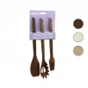 İBİCO İ22-011 ( 3PCS ) ( RENKLİ SİLİKON ) ( AHŞAP AKASYA SAPLI ) MUTFAK SETİ (YUMURTA FIRÇASI & MAKARNA KAŞIK & SPATULA) (27-30CM)*12X6