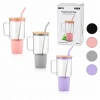 İBİCO İ22-349 ( CAM ) ( 1000ML ) MATARA & SULUK ( BAMBU KAPAK & SIZDIRMAZ SİLİKONLU ) ( ÇELİK PİPET ) ( KORUYUCU SİLİKON ALTLIK & KILIF )*24