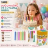 NEROX NRX-3016 ( 6PCS ) ( RENKLİ ) ( SÜS ) DOĞUM GÜNÜ MUMU ( BEYAZ PLASTİK TUTACAK )*24X20