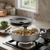 PAPİLLA FRED ( FLAT CASSEROLE ) ( 24 CM ) ( BASIK & KARNIYARIK & KISA ) ( GRANİT TENCERE ) ( CAM KAPAK ) ( GRİ KIRÇILLI ) ( BRKT-712265 )*6=K