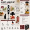 SİNBO SHB-7529 ( 2HIZ AYAR & PASLANMAZ ÇELİK BIÇAK ) EL MULTİ BLENDER SETİ ( 700ML HAZNELİ )*4