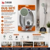 TUDOR TDR-254 ( VAKUMLU & KROM ) LÜKS DUŞ SETİ ( METAL YAYLI HORTUM=150CM ) (MAFSAL )*50