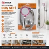 TUDOR TDR-254 ( VAKUMLU & KROM ) LÜKS DUŞ SETİ ( METAL YAYLI HORTUM=150CM ) (MAFSAL )*50