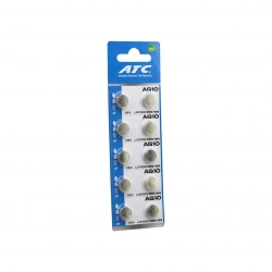 ATC ALKALİNE BUTTON BATTERY ( AG10 ) ( LR-1130/389/189 ) ( DÜĞME PİL ) ( ALKALİN ) ( 1.5V ) ( 10LU KART )*400