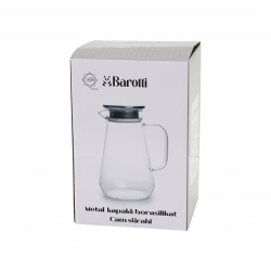 BAROTTİ DMR-8762 (BOMBELİ GENİŞ TBN=1400ML) (CAM) (BOROSİLİKAT=ISIYA DAYANIKLI) SÜRAHİ (METAL KAPAK& SİLİKON CONTA)*12=K