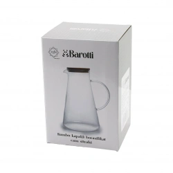 BAROTTİ DMR-8764 ( GENİŞ TABAN=1850ML ) (AHŞAP KAPAK & SİLİKON CONTA) ( CAM ) ( BOROSİLİKAT= ISIYA DAYANIKLI ) SÜRAHİ*12=K