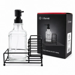 BAROTTİ DMR-9779 ( CAM ŞİŞE & 500ML ) ( SİYAH METAL STAND & SİYAH POMPA ) SIVI SABUNLUK SETİ*24