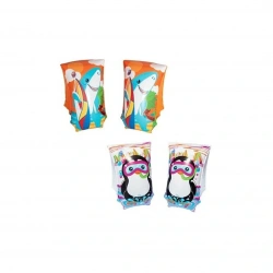 BESTWAY-12409 ( 2PCS SET ) ( TURUNCU YUNUS DESENLİ ) ( BÜYÜK= 32X17CM ) ( 6-12YAŞ ) ÇOCUK DENİZ KOLLUK ( 11-60KG )*24=K