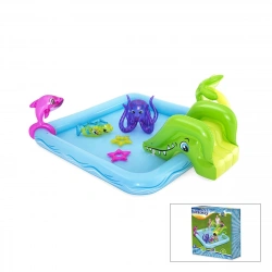 BESTWAY-53052 ( 308LT ) ŞİŞME HAVUZ & MİNİ SU OYUN PARKI ( 1KAYDIRAK - 1YUNUS - 2PAYLANÇO BALIK - 1AHTAPOT - 2SİMİT ) ( 239X206X86CM )*3=K