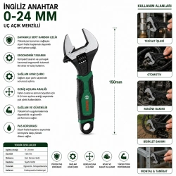 BOSCH-1 600 A03 9HN ( 6 & 150MM ) İNGİLİZ ANAHTAR & KURBAĞACIK SETİ*1