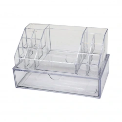 BLACKSTONE KRC-005 (DÜZ) (TEK KAT ÇEKMECE+16 BÖLME) MAKYAJ & TAKI ORGANİZERİ (MİKA KRİSTAL PLASTİK) (23.3X13.5X11.5CM)*12