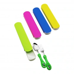 CROCO BABY ENF-685 ( SAKLAMA KUTULU ) BEBE MAMA ( KAŞIK & ÇATAL SET ) ( RENKLİ PLASTİK FİGÜRLÜ SAP )*300