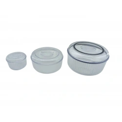 CRYSTAL WARE F-402 ( 3PCS SET ) ( YUVARLAK & 4750ML ) SAKLAMA KABI ( MİKA & KRİSTAL PLASTİK ) ( 350ML & 1300 & 3100ML )*12=K