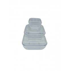 CRYSTAL WARE F-406 ( 3PCS SET ) ( KARE & 5150-5250ML ) SAKLAMA KABI ( MİKA & KRİSTAL PLASTİK ) ( 350ML & 1400 & 3400ML )*12=K