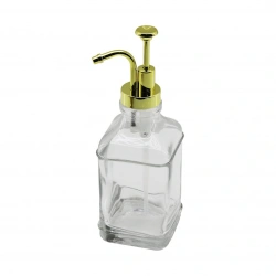 DMR-4948-4968 ( KARE ) ( CAM ŞİŞE & ŞEFFAF ) SIVI SABUNLUK 500ML (POMPA & MUSLUK AYRIK MODEL BAŞLI)*48