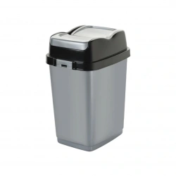 DÜNYA-09713-400&410 ( SİYAH & GRİ ) EASY ( 18LT ) ( ÇİFT KAPAKLI ) ÇÖP KOVASI PLASTİK ( 234X296X425MM )*12=K