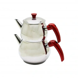 HÜNKARDEM ( ORTA BOY ) ( KÜRE ) ( ÇELİK ) ÇAYDANLIK SETİ ( RENKLİ BAKALİT KULP ) ( ÜST DEMLİK: 1LT & ALT SULUK: 2LT ) ( KENDİNDEN SÜZGEÇLİ )*8