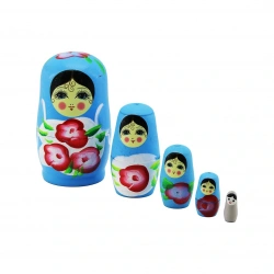 HAKAN-191-192 ( 5Lİ ) MATRUŞKA ( DEKORATİF AHŞAP KUTU ) ( BEBEK RESİMLİ & RENKLİ DESENLİ )*120