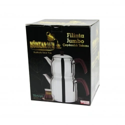 HÜNKARDEM FİLİNTA ( JUMBO BOY ) ( ÇELİK ) ÇAYDANLIK SETİ ( ÇİFT KAPAKLI ) ( RENKLİ BAKALİT KULP ) ( ÜST DEMLİK: 2LT & ALT SULUK: 4LT ) ( KENDİNDEN SÜZGEÇLİ )*6