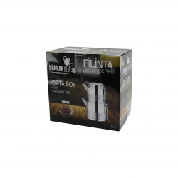 HÜNKARDEM FİLİNTA ( ORTA BOY ) ( ÇELİK ) ÇAYDANLIK SETİ ( ÇİFT KAPAKLI ) ( RENKLİ BAKALİT KULP ) ( ÜST DEMLİK: 1.25LT & ALT SULUK: 2.25LT ) ( KENDİNDEN SÜZGEÇLİ )*8