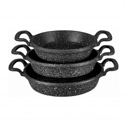 İBİCO ( 3PCS ) ( DÖKÜM ) ( SAHAN=ÇİFT KULP ) TAVA SET ( 18-20-22CM ) ( POŞETLİ )*15