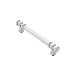 İBİCO-967 ( 12.8CM ) ( YÜZÜK KROM & KULP BEYAZ ) ( KARE ) ÇEKMECE KULP*10X5
