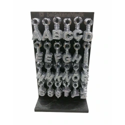 KRT-1072 ( GÜMÜŞ TAŞLI & HARFLİ ) ANAHTARLIK ( STANDLI )*288X2