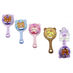 İBİCO İ15-054 (YUVARLAK) (KEDİ & SİLİKON KABARTMA HAYVAN FİGÜR) ÇOCUK SAÇ FIRÇASI=PLS.& TARAK (RENKLİ PLS.SAP)*12X20