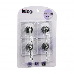 İBİCO İ17-008 (4PCS) (GÜMÜŞ) (KROM GÖRÜNÜM) PLASTİK ASKI ( YAPIŞKANLI=ŞEFFAF MİKA KRİSTAL PLAKA=ÇATLAK DESEN) (3KG)*12X14