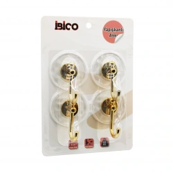 İBİCO İ17-016 ( 4PCS ) ( GOLD ) (KROM GÖRÜNÜM) PLASTİK ASKI ( YAPIŞKANLI MONTAJ=ŞEFFAF MİKA KRİSTAL PLAKA ) (6KG)*30X4