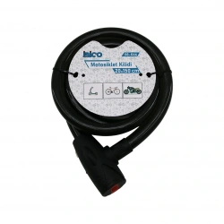 İBİCO İ18-066 ( ANAHTARLI ) ( AÇ-KAPA KİLİT KAPAKLI ) MOTOR & BİSİKLET KİLİT ( ÇELİK TEL ) ( SİYAH ŞEFFAF KILIF ) ( 20MMX150CM )*30
