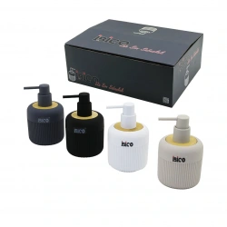 İBİCO İ21-050 ( YUVARLAK & DİK ÇİZGİLİ ) ( BAMBU & RENKLİ PLASTİK ) SIVI SABUNLUK ( 425ML )*12X4
