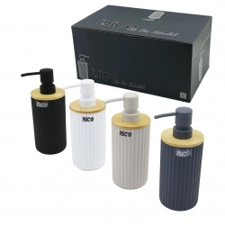 İBİCO İ21-061 ( YUVARLAK & DİK ÇİZGİLİ ) ( BAMBU & RENKLİ PLASTİK ) SIVI SABUNLUK ( 400ML )*15X4