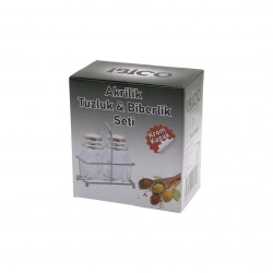 İBİCO İ22-165 (2PCS) (KROM KAPAK) (AKRİLİK) (TUZLUK & BİBERLİK & BAHARATLIK) (METAL STANDLI) (KARE & BOMBELİ)*48