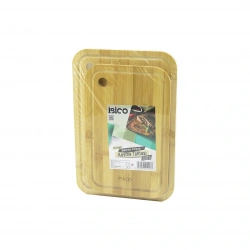 İBİCO İ22-197 ( 2PCS SET ) ( OVAL KENARLI & KANALLI & YUVARLAK KULPLU ) ( AHŞAP BAMBU ) KESİM PANOSU & KESME TAHTASI (18X28X1CM--22X32X1CM)*24