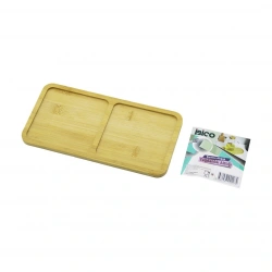 İBİCO İ22-207 ( DİKDÖRTGEN ) ( 2 BÖLMELİ ) AHŞAP BAMBU ( YAĞDANLIK ALTLIK ) ( MİNİ TEPSİ ) ( 12 X 23.4 X 0.8CM )*144