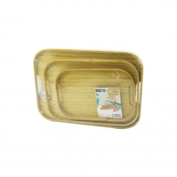 İBİCO İ22-271 ( 3 BOY ) ( DİKDÖRTGEN ) ( BAMBU AHŞAP ) TEPSİ SETİ ( 22X33 & 28X40 & 33X45CM )*12