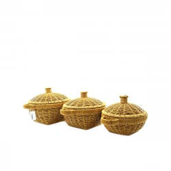 İBİCO İ22-325 ( 3PCS ) (YUVARLAK) (METAL İSKELE ) PLS.HASIR ORGANİZER SEPET ( KAPAKLI )*12=K